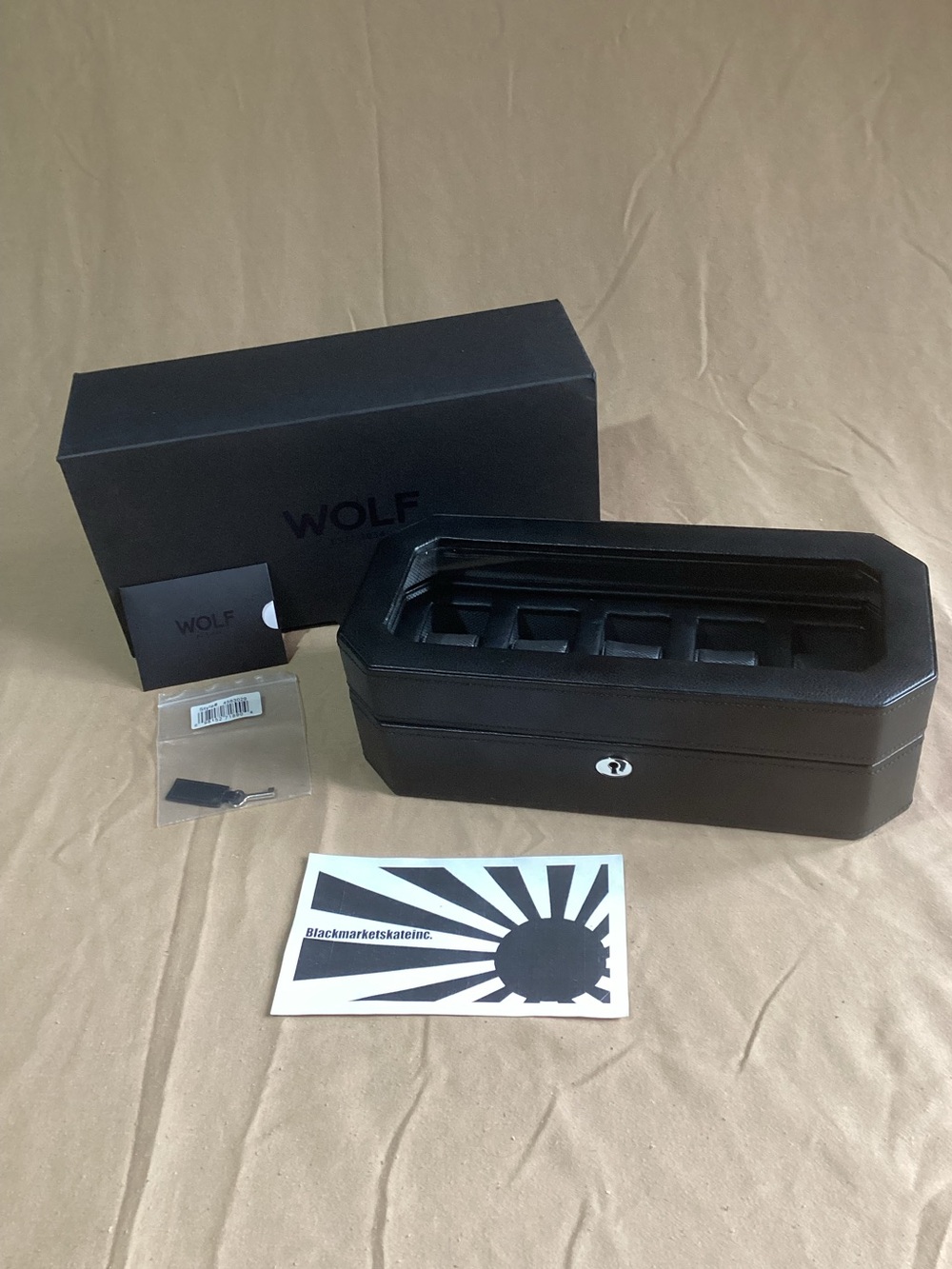 WOLF Heritage Windsor 5 Piece Watch Box Black / Grey